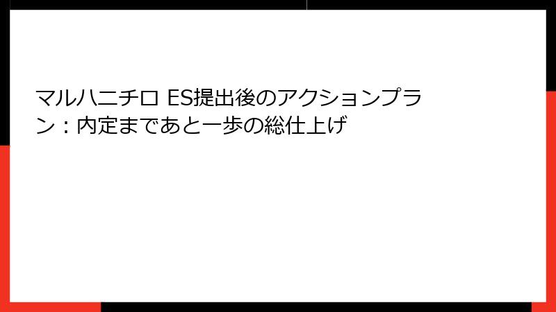 マルハニチロ ES提出後のアクションプラン:内定まであと一歩の総仕上げ