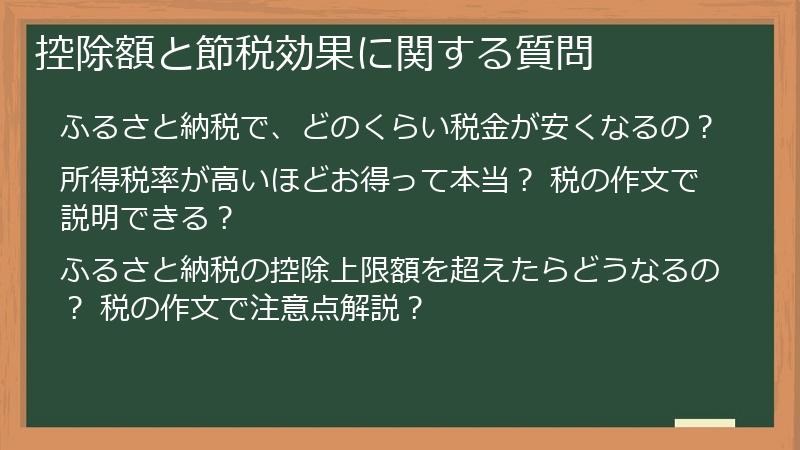 控除額と節税効果に関する質問