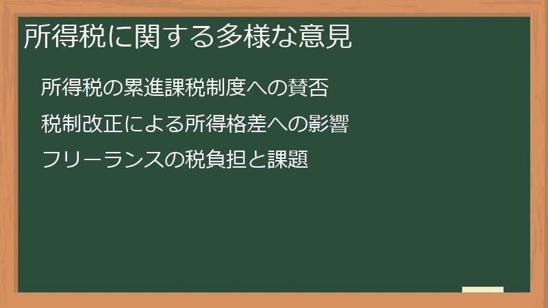 所得税に関する多様な意見