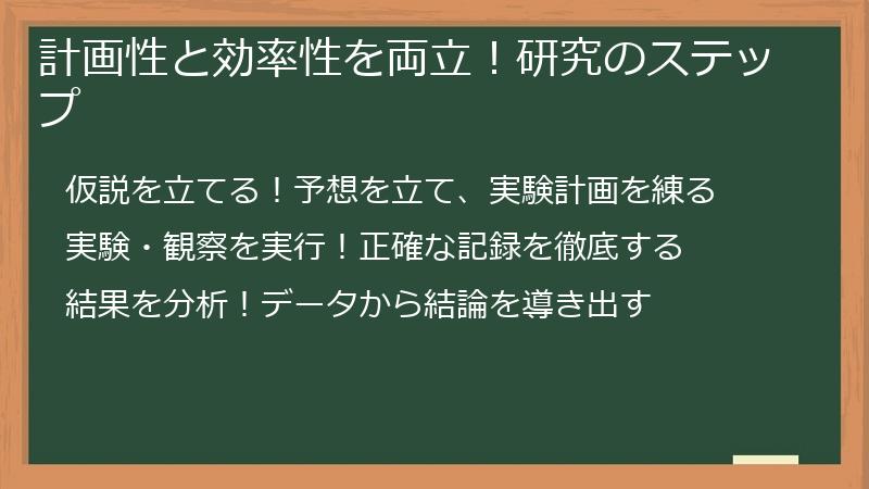 計画性と効率性を両立!研究のステップ