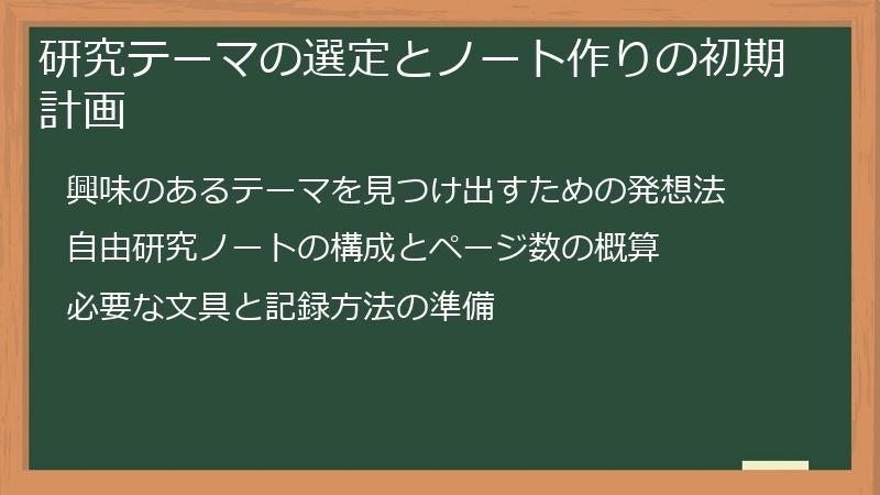 研究テーマの選定とノート作りの初期計画