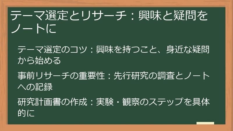 テーマ選定とリサーチ:興味と疑問をノートに