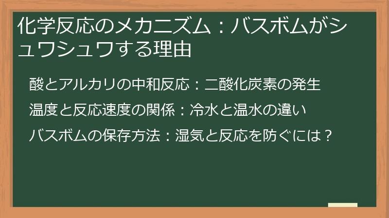 化学反応のメカニズム：バスボムがシュワシュワする理由