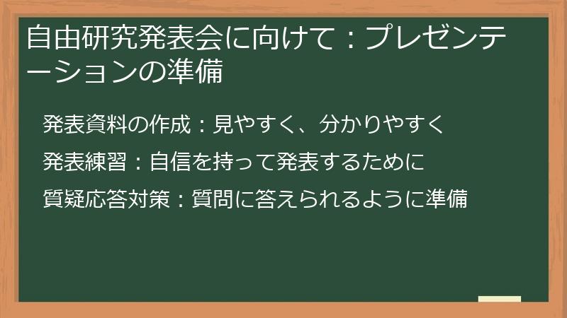 自由研究発表会に向けて：プレゼンテーションの準備