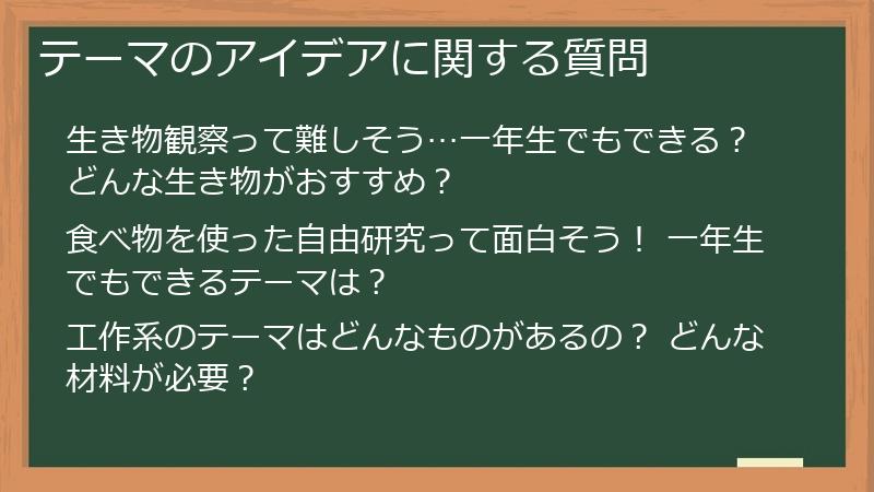テーマのアイデアに関する質問
