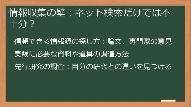 情報収集の壁：ネット検索だけでは不十分？