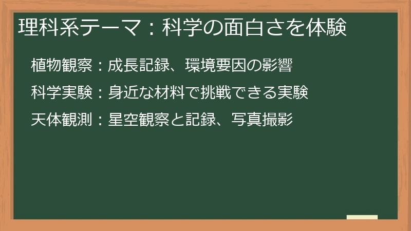 理科系テーマ：科学の面白さを体験