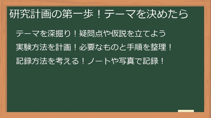 研究計画の第一歩!テーマを決めたら