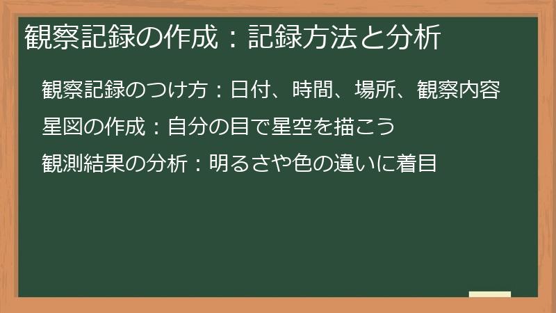 観察記録の作成：記録方法と分析