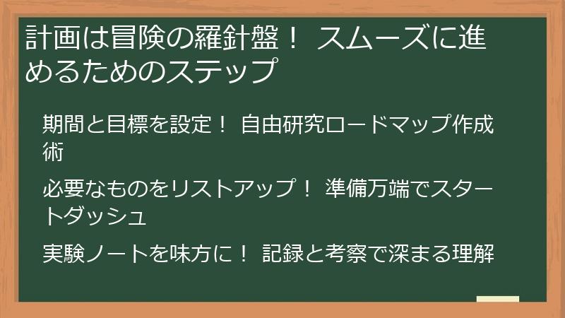 計画は冒険の羅針盤！ スムーズに進めるためのステップ