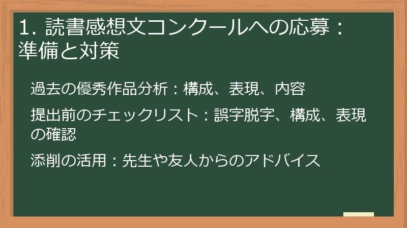 1. 読書感想文コンクールへの応募:準備と対策