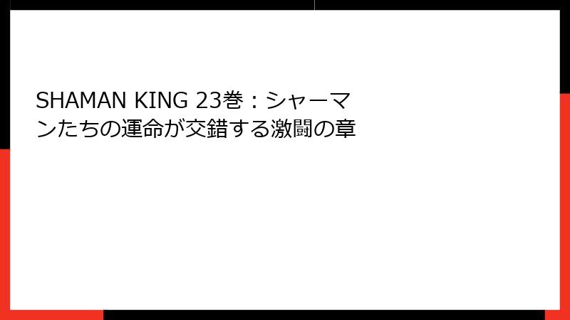 SHAMAN KING 23巻：シャーマンたちの運命が交錯する激闘の章