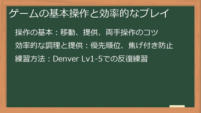ゲームの基本操作と効率的なプレイ