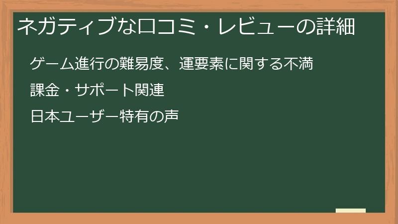 ネガティブな口コミ・レビューの詳細