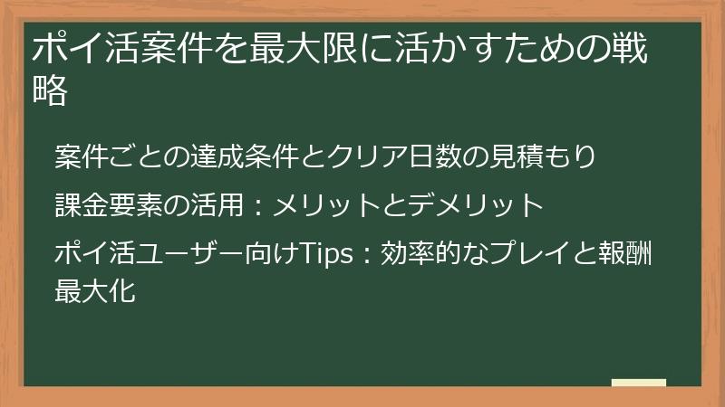 ポイ活案件を最大限に活かすための戦略