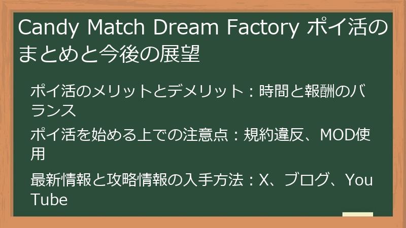 Candy Match Dream Factory ポイ活のまとめと今後の展望