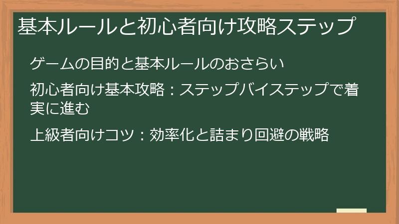 基本ルールと初心者向け攻略ステップ