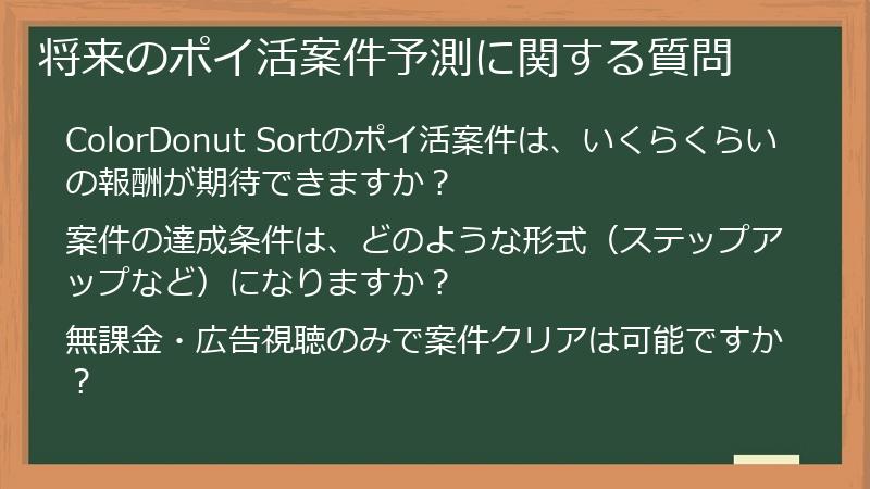 将来のポイ活案件予測に関する質問