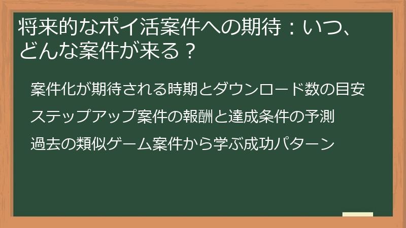 将来的なポイ活案件への期待：いつ、どんな案件が来る？