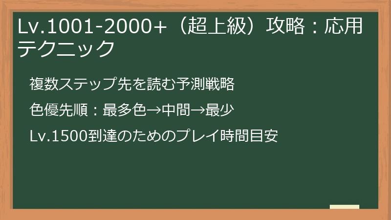 Lv.1001-2000+（超上級）攻略：応用テクニック