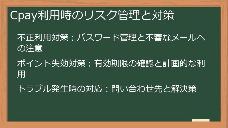 Cpay利用時のリスク管理と対策