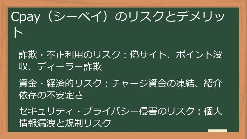 Cpay（シーペイ）のリスクとデメリット