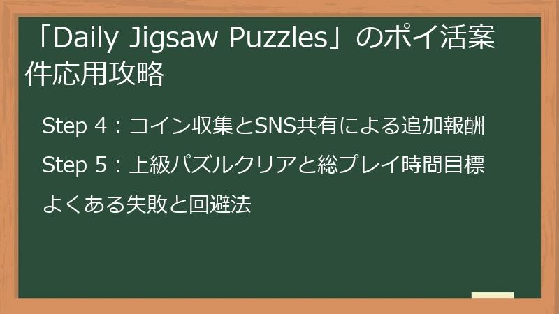 「Daily Jigsaw Puzzles」のポイ活案件応用攻略