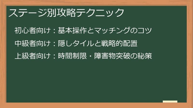 ステージ別攻略テクニック