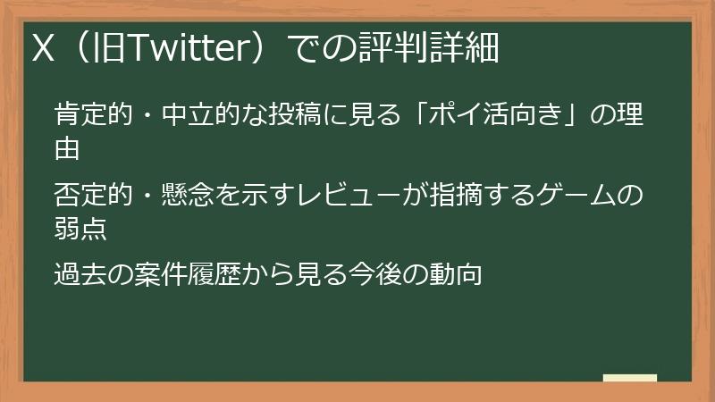X（旧Twitter）での評判詳細