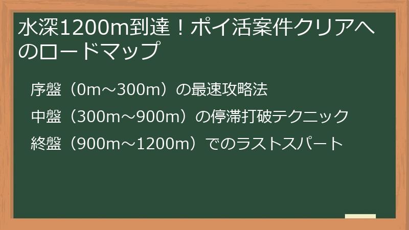 水深1200m到達！ポイ活案件クリアへのロードマップ
