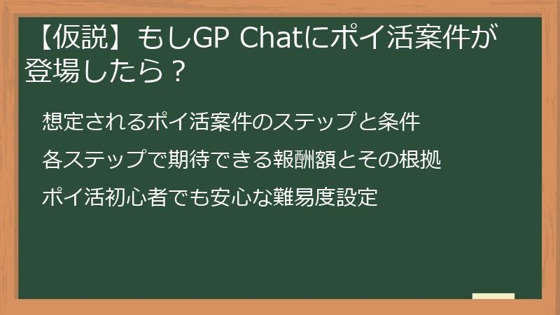 【仮説】もしGP Chatにポイ活案件が登場したら？