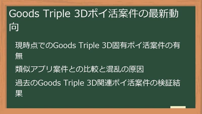 Goods Triple 3Dポイ活案件の最新動向