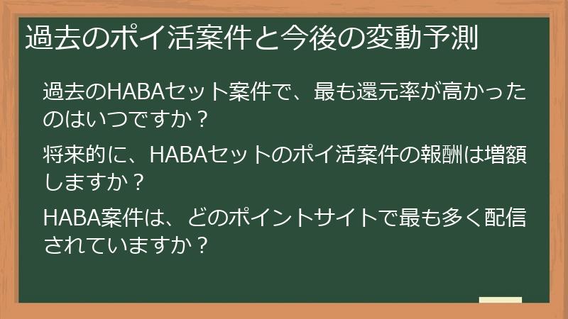 過去のポイ活案件と今後の変動予測