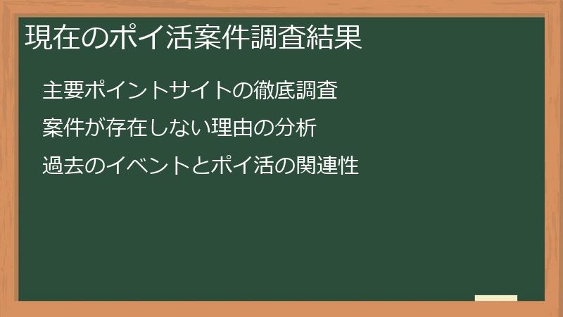 現在のポイ活案件調査結果