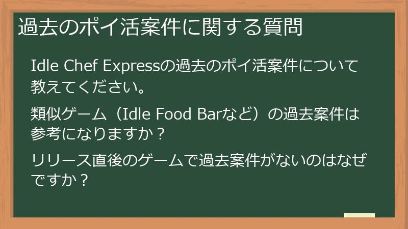 過去のポイ活案件に関する質問