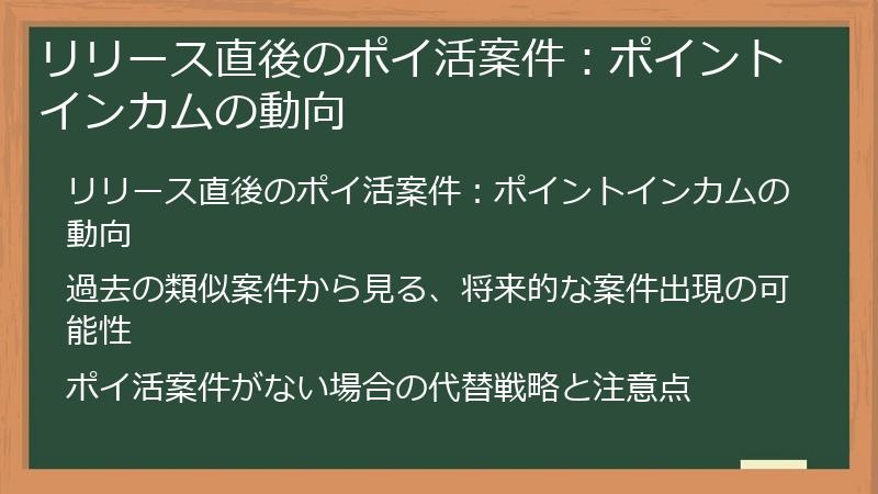 リリース直後のポイ活案件：ポイントインカムの動向