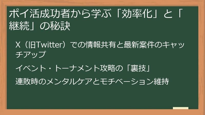 ポイ活成功者から学ぶ「効率化」と「継続」の秘訣