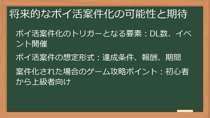 将来的なポイ活案件化の可能性と期待