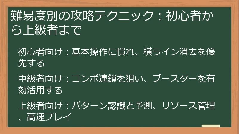 難易度別の攻略テクニック：初心者から上級者まで
