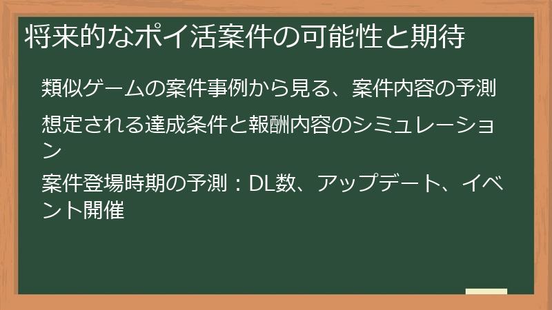 将来的なポイ活案件の可能性と期待