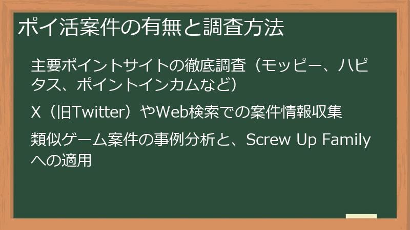 ポイ活案件の有無と調査方法