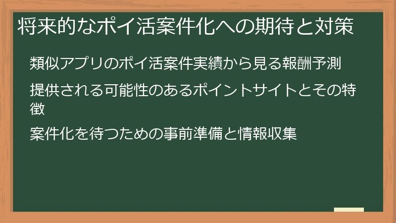 将来的なポイ活案件化への期待と対策