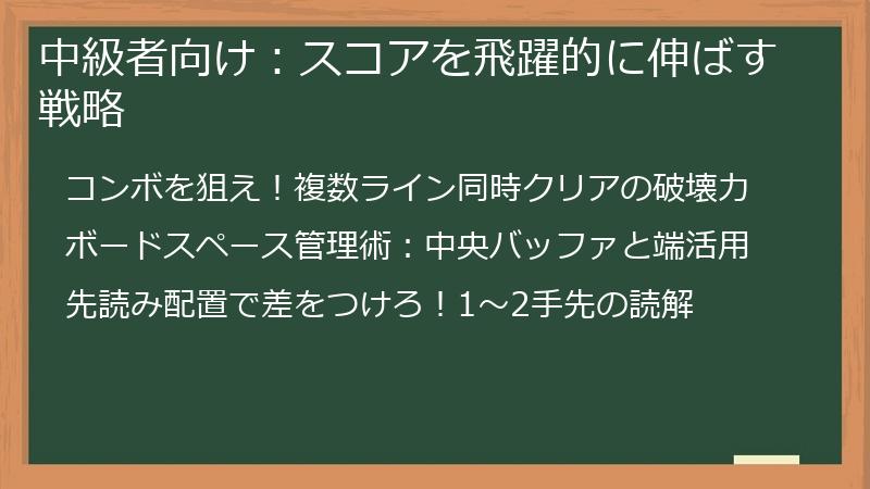 中級者向け：スコアを飛躍的に伸ばす戦略