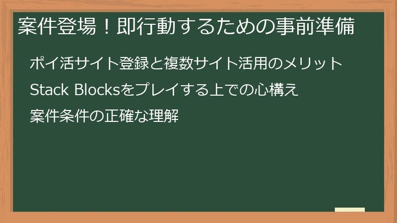 案件登場！即行動するための事前準備