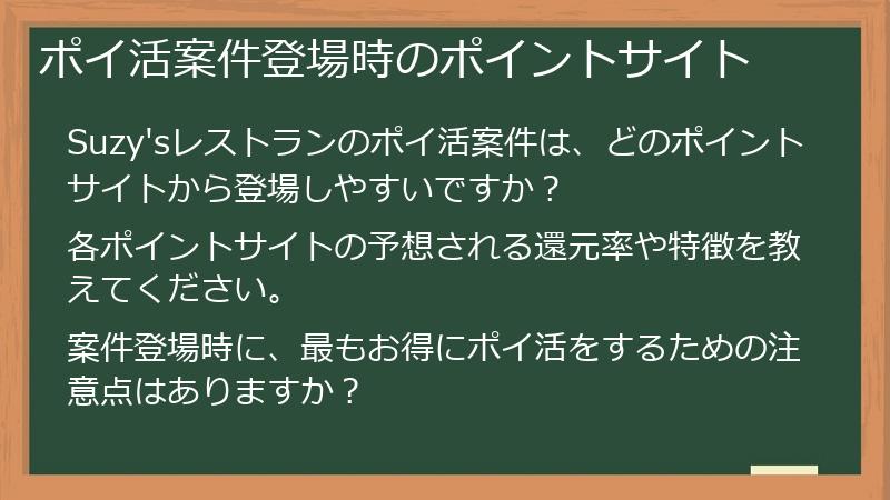 ポイ活案件登場時のポイントサイト