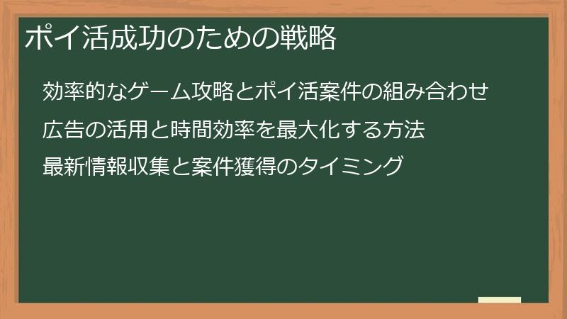 ポイ活成功のための戦略