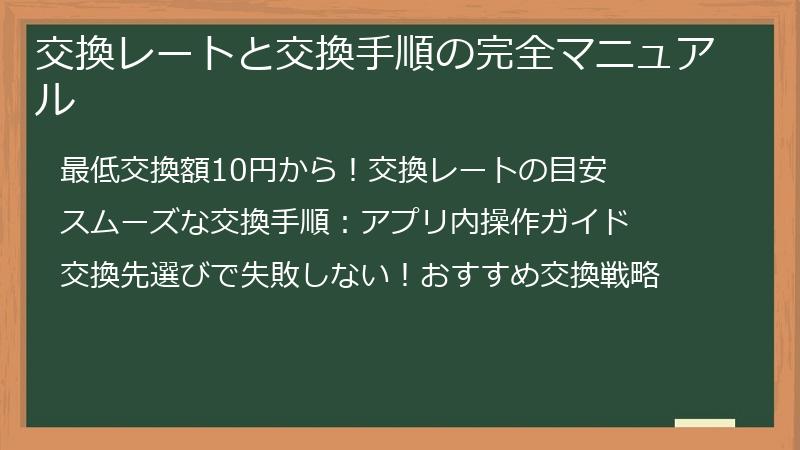 交換レートと交換手順の完全マニュアル