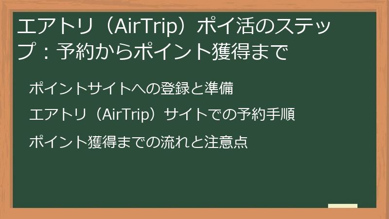 エアトリ（AirTrip）ポイ活のステップ：予約からポイント獲得まで
