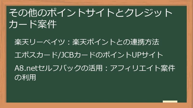 その他のポイントサイトとクレジットカード案件
