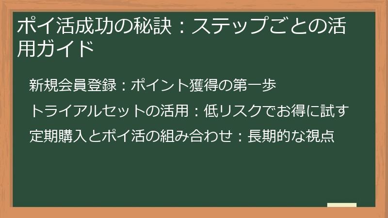 ポイ活成功の秘訣：ステップごとの活用ガイド